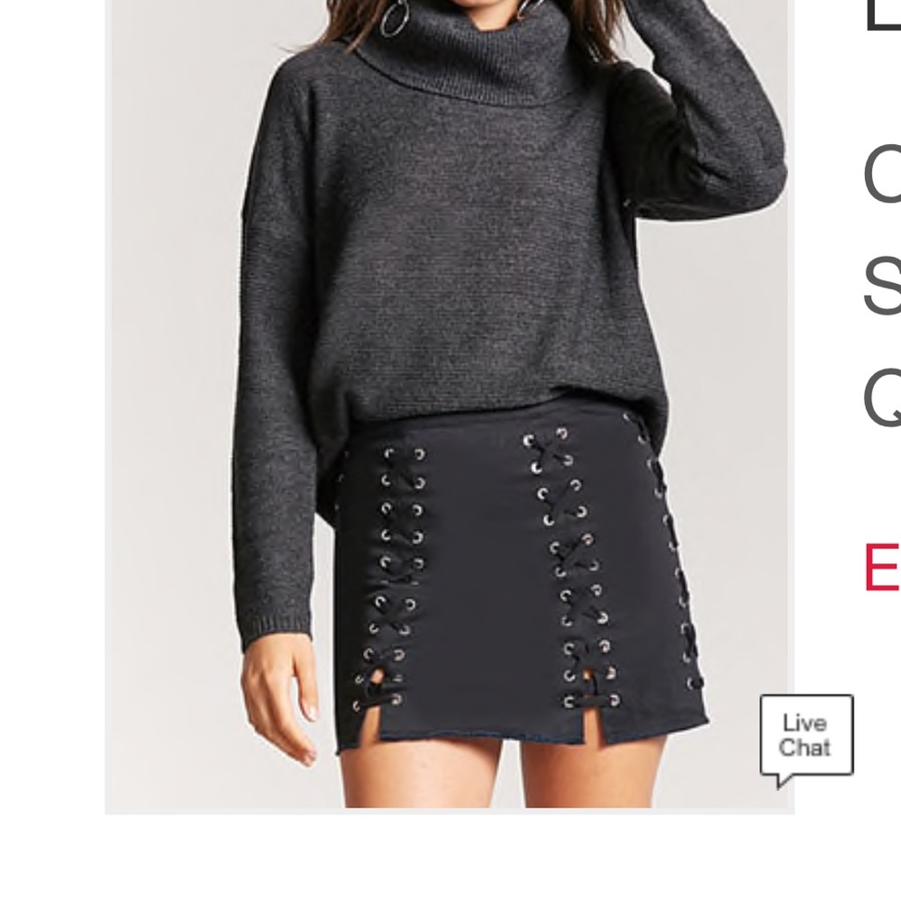 Black lace up skirt